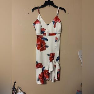 CBR Red and White Asymmetrical Sundress for Wedding Guest
